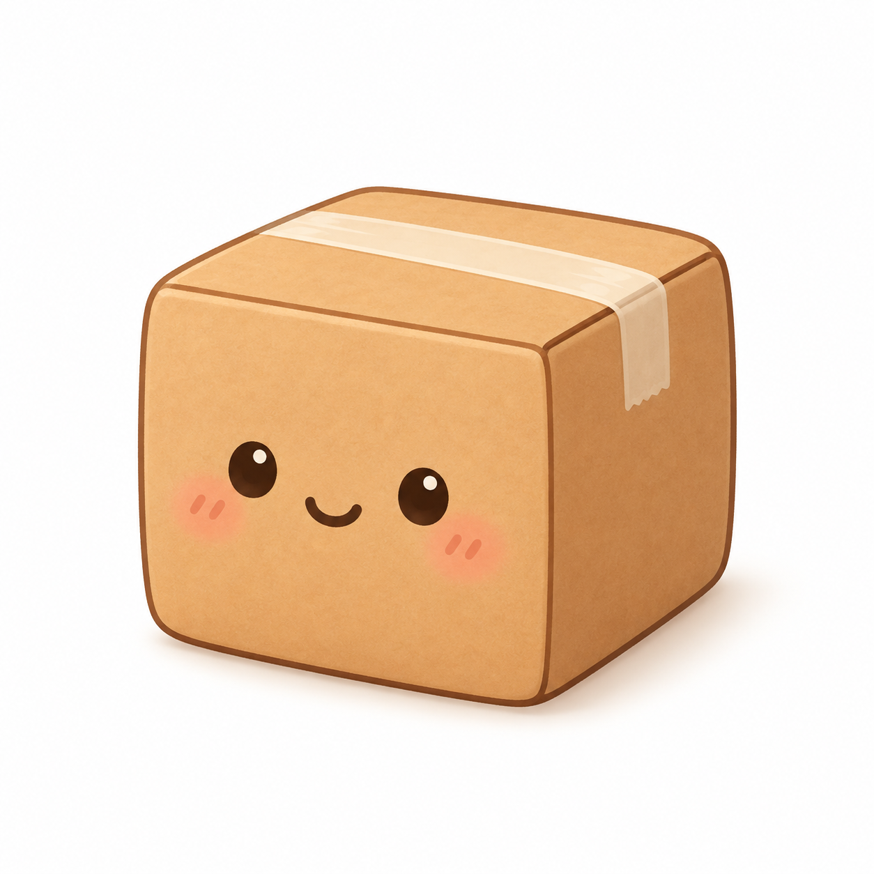BOXXXXX 的形象：微笑的 Q 版方形纸盒
